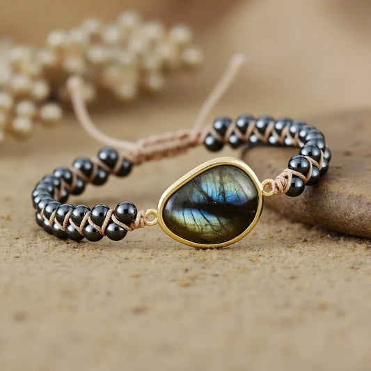 Bracelet Œil Céleste™ – Protection Énergétique en Labradorite & Hématite